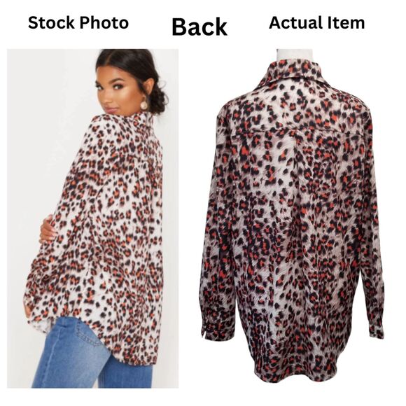 PrettyLittleThing Oversized Animal Print Button Down Top Size 4 - Picture 2 of 14